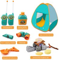 Ensemble de jouets de camping, ensemble d'outils de camping pour jeux de rôle avec feu de camp, télescope, ensemble de camping pour enfants avec tente