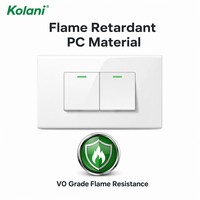 Placa de Control de Luz de Montaje Oculto Kolani 120 de Doble Módulo, Interruptor de Pared con Indicador LED Verde de Dos Botones, Panel de PC Blanco Brillante