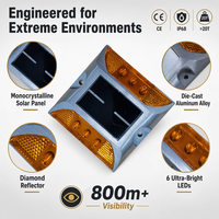 CE RoHS IP68 Bersertifikat Lampu Jalan Tenaga Surya Prismatic Reflektif Berintensitas Tinggi dari Paduan Aluminium dengan LED Super Terang dan Baterai Ni-MH untuk Lalu Lintas