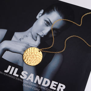 2022 الحد الأدنى دائرة قلادة قلادة الفولاذ المقاوم للصدأ 18k الذهب مطروق قلادة مجوهرات الأزياء الهيب هوب كبير مُثبت ل هدية - Product Image 3