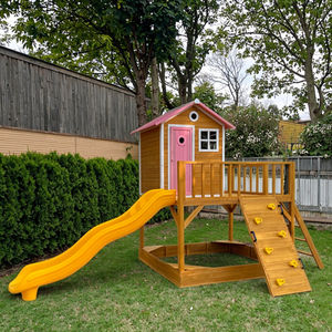 <span class=keywords><strong>Maison</strong></span> <span class=keywords><strong>de</strong></span> jeu extérieure en sapin chinois imperméable et écologique pour enfants avec toboggan d'escalier pour cour arrière-cour et patio - Product Image 4