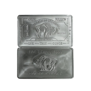 Venta caliente 80x45mm 1 ONZA TROY/OZ. Barra de búfalo de titanio puro 999/lingotes - Product Image 1