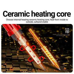 <span class=keywords><strong>Fer</strong></span> à <span class=keywords><strong>souder</strong></span> électrique intelligent 60W SL106, température réglable 180-520°C, 110V/220V, pour soudage, réparation et travaux d'électricien - Product Image 2