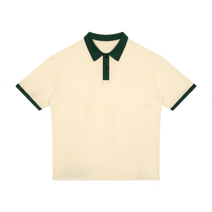 For Short Sleeve for Shirt with Green Contrast Trim Front Logo Oversized Fit Breathable Men's Casual <b>Top</b> - Product Image 1