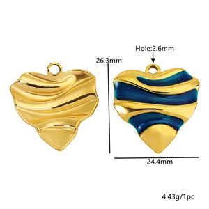 จี้รูปหัวใจสแตนเลสสตีลลายหยดน้ำมัน สำหรับทำสร้อยคอ ต่างหู DIY - Product Image 3