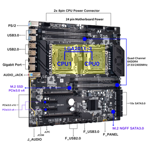 Kit de carte mère PC PANDL NEW <span class=keywords><strong>E</strong></span>-ATX X99-DD41 8x DDR4 RAM avec combo Intel Dual Xeon E5 <span class=keywords><strong>2680</strong></span> <span class=keywords><strong>V4</strong></span> 2680v4 Carte mère X99 double processeur - Product Image 5