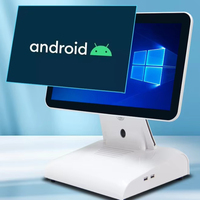 Système de caisse enregistreuse tout-en-un Android avec écran tactile double 15 pouces, terminal de point de vente, systèmes de point de vente pour la vente au détail et la restauration