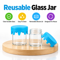 Pot en verre anti-odeur sur mesure, réduit les fuites d'odeurs, ralentit l'oxydation, pot en verre transparent pour herbes avec couvercle en bois et silicone