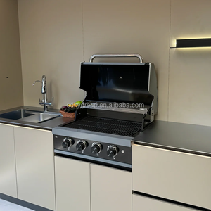Muebles de Cocina Modulares Integrados de Acero Inoxidable con Acabado de Madera de Estilo Europeo de Lujo para <span class=keywords><strong>Terraza</strong></span> y Balcón - Product Image 4