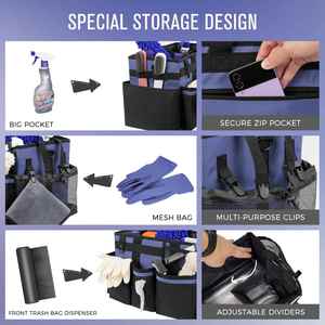 CeruleanBlue Wearable <b>Cleaning</b> <b>Caddy</b> Bag <b>with</b> 4 Foldable Dividers <b>Cleaning</b> Organizer <b>with</b> Shoulder Strap and Side <b>Handles</b> - Product Image 2