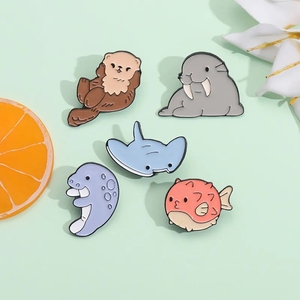 Broches de Metal com Temática Marinha: Tubarão-Baleia, Golfinho, Peixe-Balão - Presente Divertido para Crianças, Joias e Acessórios de Desenho Animado - Product Image 6