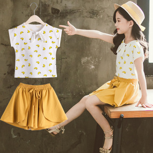 Vêtements pour enfants en gros, version coréenne tendance, ensemble pantalon et chemise pour filles, vêtements d'été pour femmes - Product Image 4