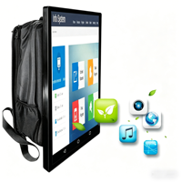 Afficheur LED portable de 21,5 pouces avec contrôle par application Bluetooth/Wi-Fi, alimenté par batterie, étanche IP65, pour hôtels et centres commerciaux