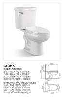 Ensemble WC deux pièces allongé en céramique, cuvette de toilette à poser au sol avec siphon en S, design moderne et motif de drainage pour salle de bain