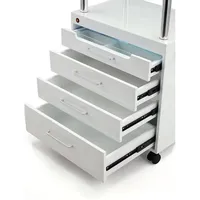 Chariot de salon multifonctionnel avec 4 tiroirs Chariot de beauté Tiroirs avec lumières LED Tabouret de magasin Chariot Meubles