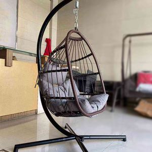 Hamaca de caña con soporte <span class=keywords><strong>para</strong></span> <span class=keywords><strong>terraza</strong></span>, silla giratoria a prueba de UV, cojín colgante de huevo <span class=keywords><strong>para</strong></span> interiores y exteriores, balcón - Product Image 3