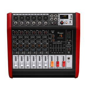 PMX602 Professional 6 channel 250w power audio mixer with microhones 16 DSP MP3 <b>Bluetooth</b> for performance stage live stream - Product Image 2