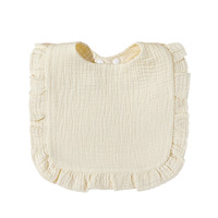 Bavoir bandana doux et neuf pour bébé, 100% coton mousseline, blanc, à volants, bouton, écologique, antibactérien, floral, respirant