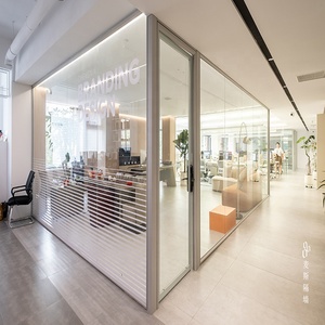 Poste de travail moderne à cadre en aluminium murs de <span class=keywords><strong>séparation</strong></span> clairs sans cadre cloisons modulaires en verre pour <span class=keywords><strong>bureau</strong></span> - Product Image 1