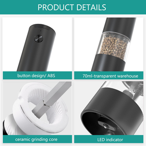 Moulins à sel et à poivre de qualité supérieure en acier inoxydable, moulin à poivre électrique à commande par bouton unique pour cuisines de restaurants professionnels - Product Image 3