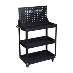 中型金属工具车车间储物柜带后板手柄四轮 - Product Image 6