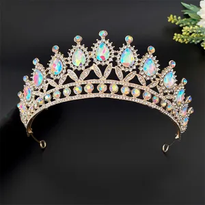 Luxo Noiva Real Rainha Rei Tiaras e Coroas Nupcial Pageant Diadem Cabeça Ornamento Casamento Cabelo Jóias Acessórios