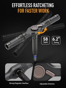 <span class=keywords><strong>Juego</strong></span> de destornilladores de trinquete 68 en 1 con 42 puntas de acero S2, mango en T de 58 dientes, herramienta de recogida magnética y estuche magnético para electrónica y videojuegos - Product Image 3