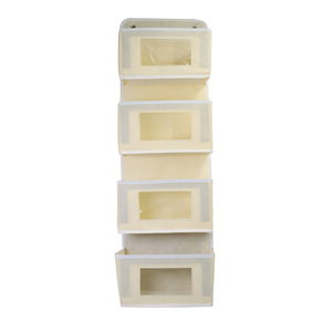 Multi Layer Non Woven Fabric Door Hanging Storage Bag 5 Tier Organizer For Clothes And Toys Gray Khaki - Product Image 5