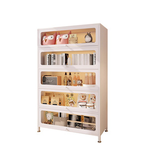 Estantería de Acero con Puerta de Vidrio, Librería Infantil, Mueble de Almacenamiento para Sala de Estar, Vitrina Antipolvo, Estante de Hierro Forjado - Product Image 5