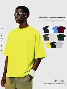 เสื้อยืดคอกลมแขนสั้นทรงหลวมสไตล์ลำลองผ้าฝ้ายแท้เนื้อหนัก 400 กรัม สีพื้น รุ่นใหม่ประจำฤดูใบไม้ผลิ/ฤดูร้อน ปี 2026 สำหรับผู้ชาย - Product Image 5