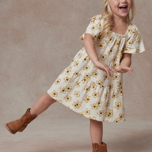 Stampa personalizzata OEM nuovo Design vestiti per bambini morbido bambino bambino vestito da bambina giallo margherita Dress bambino abiti carini per bambine - Product Image 3