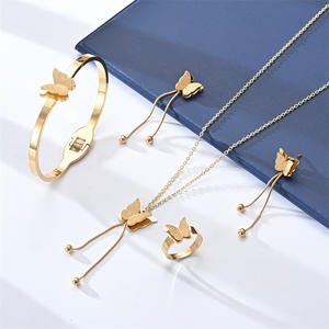 국경 간 대외 무역 스테인레스 스틸 보석 세트 틈새 팔찌 반지 귀걸이 목걸이 보석 4 종 세트 - Product Image 1