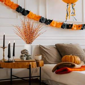 GM lunghi finti <span class=keywords><strong>fiori</strong></span> autunnali di gelsomino arancione bruciato steli floreali per mazzi di nozze per decorazioni <span class=keywords><strong>vaso</strong></span> camino - Product Image 4