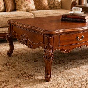 Amerikanischer Vintage-Couchtisch aus Geschnitztem Holz, Luxuriöser Mid-Century <span class=keywords><strong>Modern</strong></span> Langlebiger Handgefertigter Massivholz-Wohnzimmertisch - Product Image 5