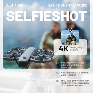 DJ Neo 2 Caméra Aérienne pour Débutants 4K Haute Définition Évitement d'Obstacles <span class=keywords><strong>Vol</strong></span> à Main Démarrage et Atterrissage Manuels Drone UAV - Product Image 3
