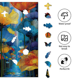 Puzzle en bois Floral Dreamscape, magnifique puzzle artistique aux formes uniques, artisanat DIY, décoration de la maison, cadeau en bois de qualité supérieure - Product Image 4