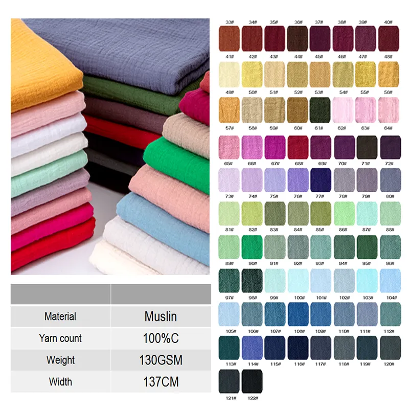 Organic double gauze muslin fabric in good quality plain and with pattern for baby blanket