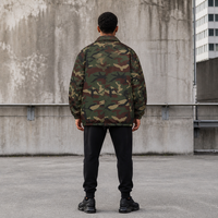 Blouson Bomber Rétro OEM à Boutons Imprimé par Transfert Thermique, Imperméable, Coupe-Vent, Respirant, Décontracté, Tissé Teint Uni