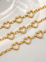 Bracelet à maillons en forme de cœur creux en zircon 5A, acier inoxydable 316L, plaqué or 18K PVD, étanche, toutes occasions, vente en gros