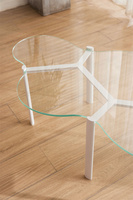 Table à thé incurvée en verre trempé blanc noir teapoy Table basse en verre trempé renforcé miroir de salon en acier inoxydable