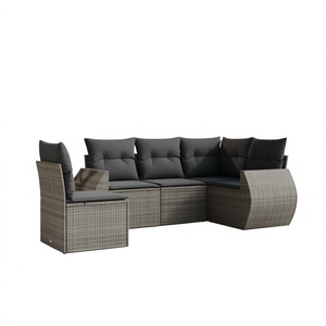 Garden <b>Sofa</b> <b>Set</b> Pe Rattan Grey Color Outdoor Furniture Waterproof Contemporary Design - Product Image 1