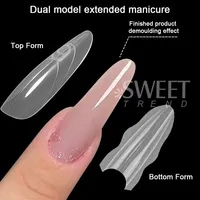 Lot de 180 formes à ongles réutilisables, 15 tailles, pour extensions d'ongles en acrylique et gel (cercueil, amande)