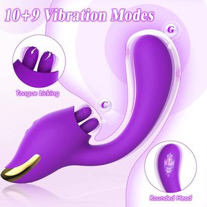 Alat bantu seks 2 in 1, Stimulator klitoris 10 getaran, mainan seks pijat klitoris G Spot realistis untuk wanita - Product Image 2