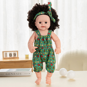 Realistic Style Cute <b>Custom</b> Made High Quality 50Cm Reborn <b>Doll</b> Curly Hair Black Skin Vinyl Companion Toy for Birthday Gift - Product Image 4