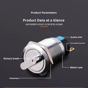 Sakelar kenop logam, roda gigi kedua, pilihan kenop roda gigi ketiga, tanpa pengunci mandiri ringan 16mm, 19mm, dan 22mm - Product Image 5