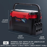 Boîte à pêche rigide en plastique FISHINGFANS 6L/12L avec rangement multifonction pour leurres et poissons vivants, utilisation en rivière