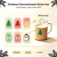 Pegatina termocrómica para taza con diseño de árbol de Navidad que cambia de color, pegatina impermeable para decoración navideña, regalo de Navidad, pegatina personalizada