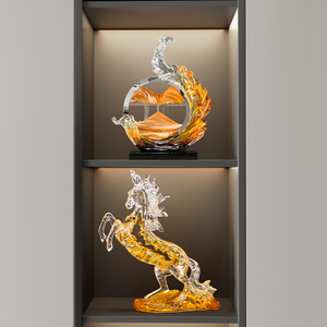 Figura de Caballo de Cristal, Estatua de Resina Transparente con Escamas Doradas, Escultura de Caballo, Decoración para el Hogar u Oficina, Regalo - Product Image 2