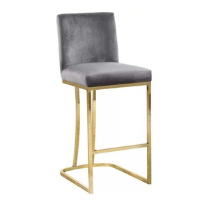 Tabouret de Bar haut de gamme rembourré de velours rose, pieds en métal, mobilier moderne - Product Image 5