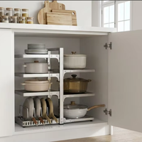 Organisateur de cuisine moderne en acier inoxydable robuste, étagère de rangement pour casseroles et ustensiles de cuisine, support réglable multi-niveaux pour armoire